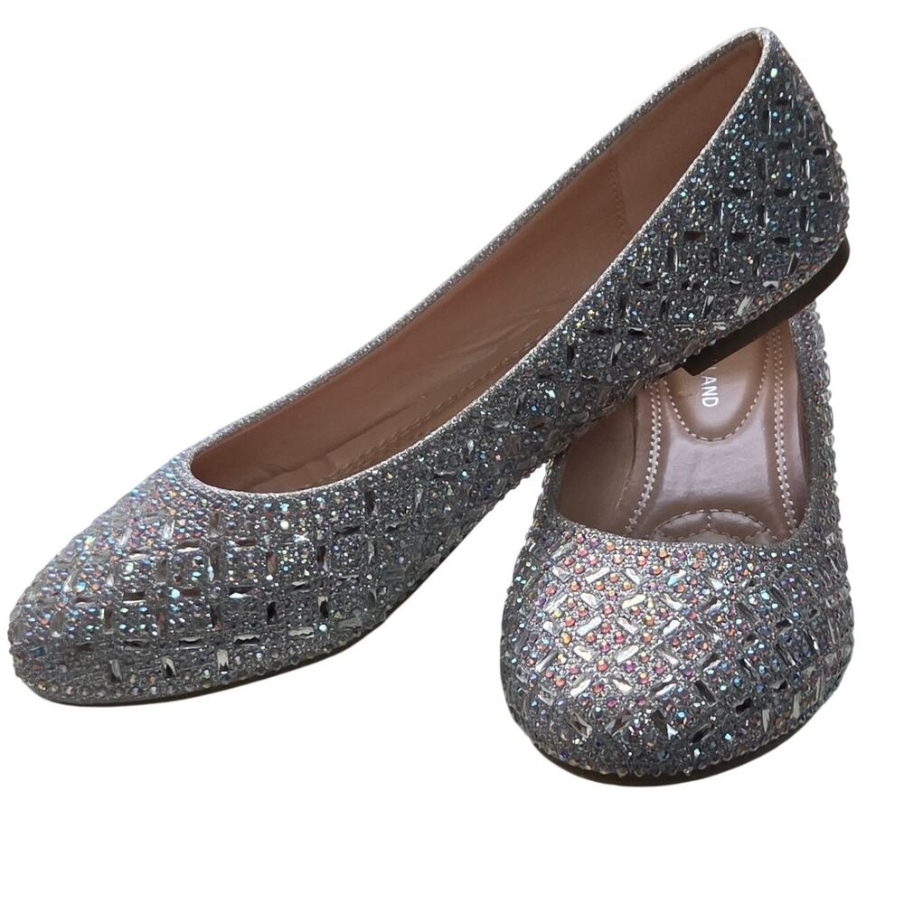 Silver Flats with Rhinestones Size 10